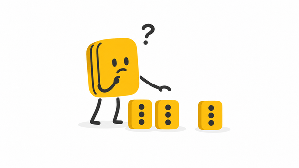 A thoughtful yellow mahjong tile character considers claiming a third three-circle tile beside a matching pair.